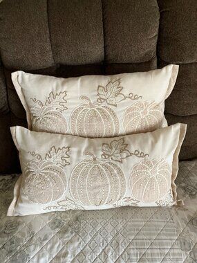 Lumbar Accent Pillows "Loving Kindness" Fall/Autumn/Pumpkin/Harvest Decor (Two)